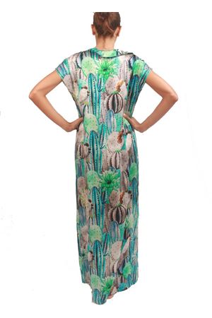 Elegant kaftan in pure silk with cactus print Capri Chic | KAFTANO CACTUSVERDE